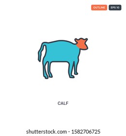 2 color Calf concept line vector icon  isolated two colored Calf outline icon and blue   red colors can be use for web  mobile  Stroke line eps 10 