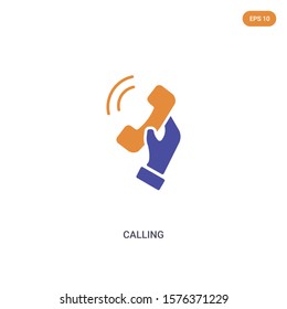 2 color Calling concept vector icon. isolated two color Calling vector sign symbol designed with blue and orange colors can be use for web, mobile and logo. eps 10.