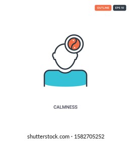 2 color calmness concept line vector icon. isolated two colored calmness outline icon with blue and red colors can be use for web, mobile. Stroke line eps 10.
