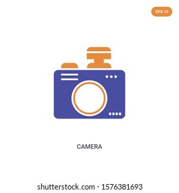 2 color camera concept vector icon. isolated two color camera vector sign symbol designed with blue and orange colors can be use for web, mobile and logo. eps 10.