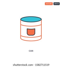 2 color Can concept line vector icon. isolated two colored Can outline icon with blue and red colors can be use for web, mobile. Stroke line eps 10.