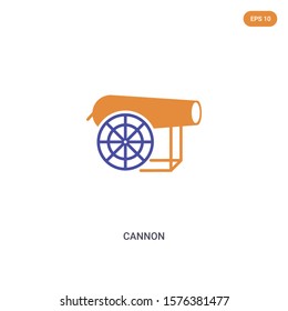 2 color Cannon concept vector icon. isolated two color Cannon vector sign symbol designed with blue and orange colors can be use for web, mobile and logo. eps 10.