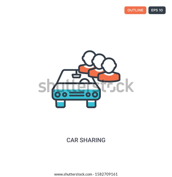 2 color car sharing\
concept line vector icon. isolated two colored car sharing outline\
icon with blue and red colors can be use for web, mobile. Stroke\
line eps 10.