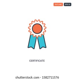 2 color Certificate concept line vector icon. isolated two colored Certificate outline icon with blue and red colors can be use for web, mobile. Stroke line eps 10.