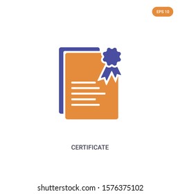 2 color Certificate concept vector icon. isolated two color Certificate vector sign symbol designed with blue and orange colors can be use for web, mobile and logo. eps 10.