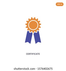 2 color Certificate concept vector icon. isolated two color Certificate vector sign symbol designed with blue and orange colors can be use for web, mobile and logo. eps 10.