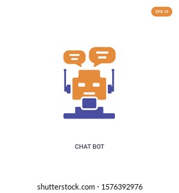 2 color chat bot concept vector icon. isolated two color chat bot vector sign symbol designed with blue and orange colors can be use for web, mobile and logo. eps 10.