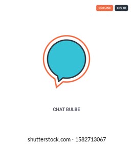 2 color chat bulb concept line vector icon. isolated two colored chat bulb outline icon with blue and red colors can be use for web, mobile. Stroke line eps 10.