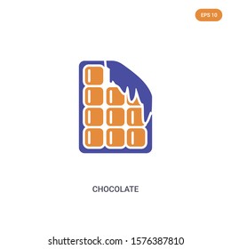 2 color Chocolate concept vector icon. isolated two color Chocolate vector sign symbol designed with blue and orange colors can be use for web, mobile and logo. eps 10.