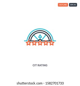 2 color cit rating concept line vector icon. isolated two colored cit rating outline icon with blue and red colors can be use for web, mobile. Stroke line eps 10.