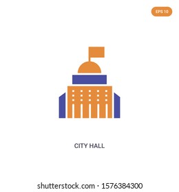 2 color City hall concept vector icon. isolated two color City hall vector sign symbol designed with blue and orange colors can be use for web, mobile and logo. eps 10.