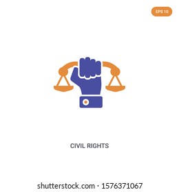 2 color Civil rights concept vector icon. isolated two color Civil rights vector sign symbol designed with blue and orange colors can be use for web, mobile and logo. eps 10.