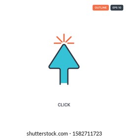 2 color Click concept line vector icon. isolated two colored Click outline icon with blue and red colors can be use for web, mobile. Stroke line eps 10.