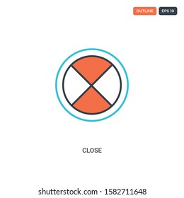 2 color Close concept line vector icon. isolated two colored Close outline icon with blue and red colors can be use for web, mobile. Stroke line eps 10.