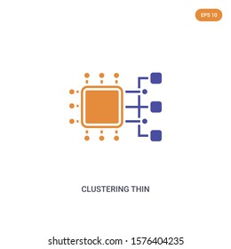 2 color Clustering thin concept vector icon. isolated two color Clustering thin vector sign symbol designed with blue and orange colors can be use for web, mobile and logo. eps 10.