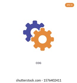 2 color Cog concept vector icon. isolated two color Cog vector sign symbol designed with blue and orange colors can be use for web, mobile and logo. eps 10.