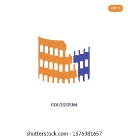 2 color Colosseum concept vector icon. isolated two color Colosseum vector sign symbol designed with blue and orange colors can be use for web, mobile and logo. eps 10.
