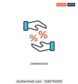 2 color Commission concept line vector icon. isolated two colored Commission outline icon with blue and red colors can be use for web, mobile. Stroke line eps 10.