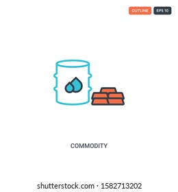 2 color Commodity concept line vector icon. isolated two colored Commodity outline icon with blue and red colors can be use for web, mobile. Stroke line eps 10.