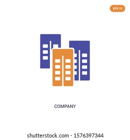 2 color company concept vector icon. isolated two color company vector sign symbol designed with blue and orange colors can be use for web, mobile and logo. eps 10.