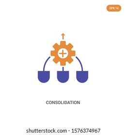 2 color Consolidation concept vector icon. isolated two color Consolidation vector sign symbol designed with blue and orange colors can be use for web, mobile and logo. eps 10.