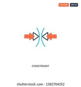 2 color constraint concept line vector icon. isolated two colored constraint outline icon with blue and red colors can be use for web, mobile. Stroke line eps 10.