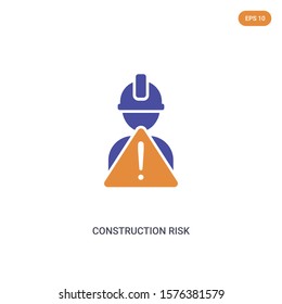2 color construction risk concept vector icon. isolated two color construction risk vector sign symbol designed with blue and orange colors can be use for web, mobile and logo. eps 10.