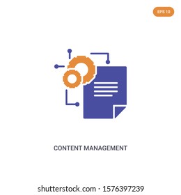 2 color Content management concept vector icon. isolated two color Content management vector sign symbol designed with blue and orange colors can be use for web, mobile and logo. eps 10.
