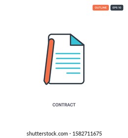 2 color Contract concept line vector icon. isolated two colored Contract outline icon with blue and red colors can be use for web, mobile. Stroke line eps 10.