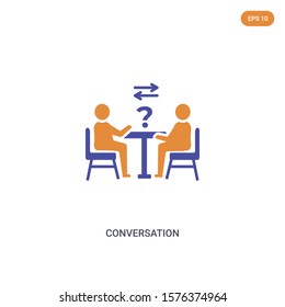 2 color Conversation concept vector icon. isolated two color Conversation vector sign symbol designed with blue and orange colors can be use for web, mobile and logo. eps 10.