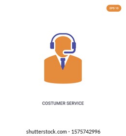 2 color Costumer service concept vector icon. isolated two color Costumer service vector sign symbol designed with blue and orange colors can be use for web, mobile and logo. eps 10.