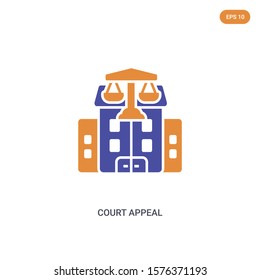 2 color court appeal concept vector icon. isolated two color court appeal vector sign symbol designed with blue and orange colors can be use for web, mobile and logo. eps 10.