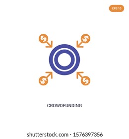 2 color Crowdfunding concept vector icon. isolated two color Crowdfunding vector sign symbol designed with blue and orange colors can be use for web, mobile and logo. eps 10.