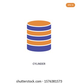 2 color cylinder concept vector icon. isolated two color cylinder vector sign symbol designed with blue and orange colors can be use for web, mobile and logo. eps 10.
