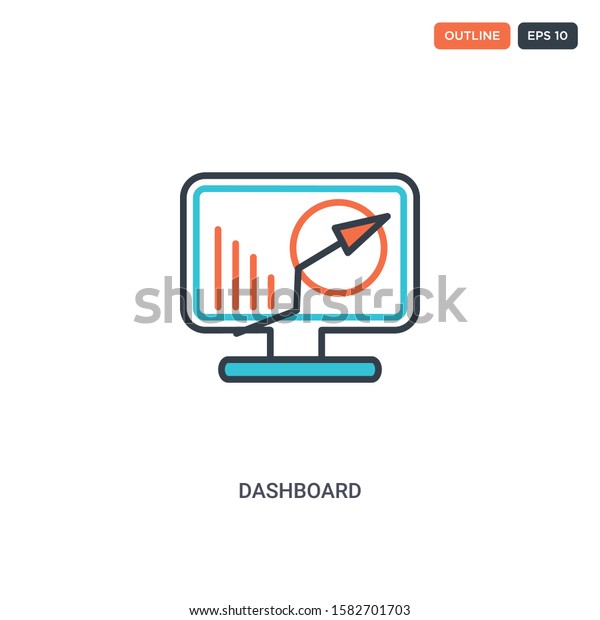 2 color Dashboard concept\
line vector icon. isolated two colored Dashboard outline icon with\
blue and red colors can be use for web, mobile. Stroke line eps\
10.