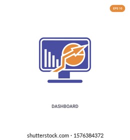 2 color Dashboard concept vector icon. isolated two color Dashboard vector sign symbol designed with blue and orange colors can be use for web, mobile and logo. eps 10.