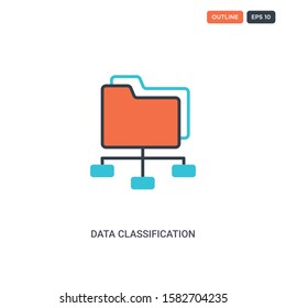 2 color data classification concept line vector icon. isolated two colored data classification outline icon with blue and red colors can be use for web, mobile. Stroke line eps 10.