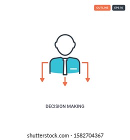2 color Decision Making concept line vector icon. isolated two colored Decision Making outline icon with blue and red colors can be use for web, mobile. Stroke line eps 10.
