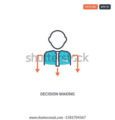2 color Decision Making concept line vector icon. isolated two colored Decision Making outline icon with blue and red colors can be use for web, mobile. Stroke line eps 10.