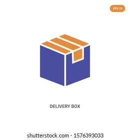 2 color Delivery box concept vector icon. isolated two color Delivery box vector sign symbol designed with blue and orange colors can be use for web, mobile and logo. eps 10.