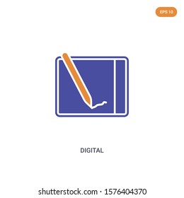 2 color Digital concept vector icon. isolated two color Digital vector sign symbol designed with blue and orange colors can be use for web, mobile and logo. eps 10.