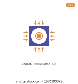 2 color digital transformation concept vector icon. isolated two color digital transformation vector sign symbol designed with blue and orange colors can be use for web, mobile and logo. eps 10.