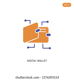 2 color digital wallet concept vector icon. isolated two color digital wallet vector sign symbol designed with blue and orange colors can be use for web, mobile and logo. eps 10.
