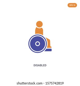 2 color Disabled concept vector icon. isolated two color Disabled vector sign symbol designed with blue and orange colors can be use for web, mobile and logo. eps 10.