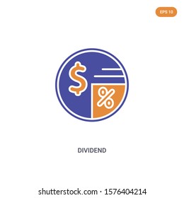 2 color Dividend concept vector icon. isolated two color Dividend vector sign symbol designed with blue and orange colors can be use for web, mobile and logo. eps 10.
