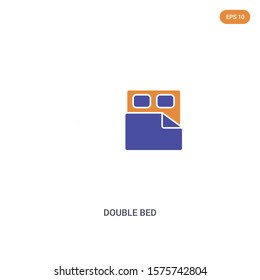 2 color Double bed concept vector icon. isolated two color Double bed vector sign symbol designed with blue and orange colors can be use for web, mobile and logo. eps 10.