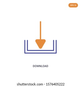 2 color Download concept vector icon. isolated two color Download vector sign symbol designed with blue and orange colors can be use for web, mobile and logo. eps 10.