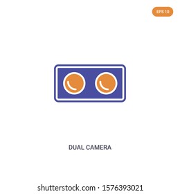 2 color Dual camera concept vector icon. isolated two color Dual camera vector sign symbol designed with blue and orange colors can be use for web, mobile and logo. eps 10.