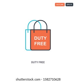 2 color Duty free concept line vector icon. isolated two colored Duty free outline icon with blue and red colors can be use for web, mobile. Stroke line eps 10.