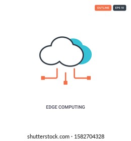 2 color Edge Computing concept line vector icon. isolated two colored Edge Computing outline icon with blue and red colors can be use for web, mobile. Stroke line eps 10.